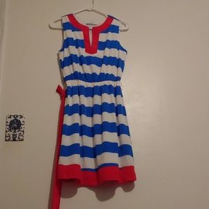 Peach Love California Blue and Red Striped Dress